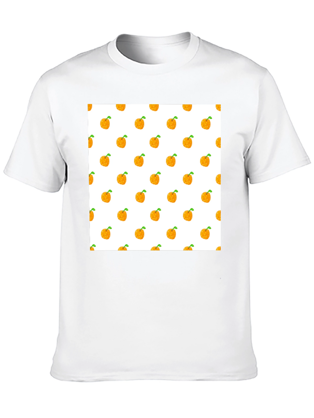 Orange Fruit Pattern Black T-Shirt