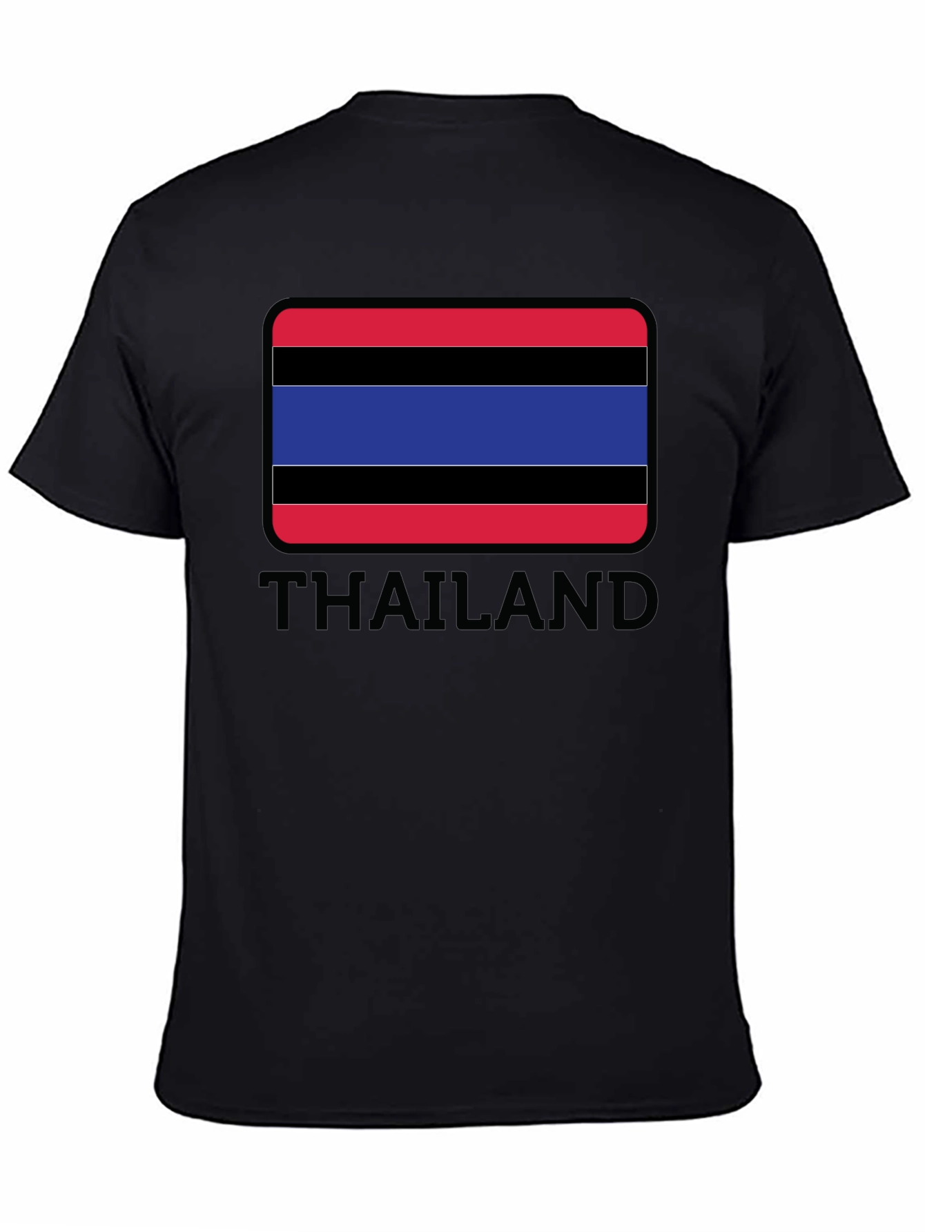 Thailand Flag T-Shirt Black Crew Neck