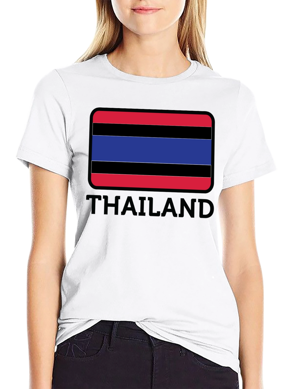 Thailand Flag T-Shirt Black Crew Neck