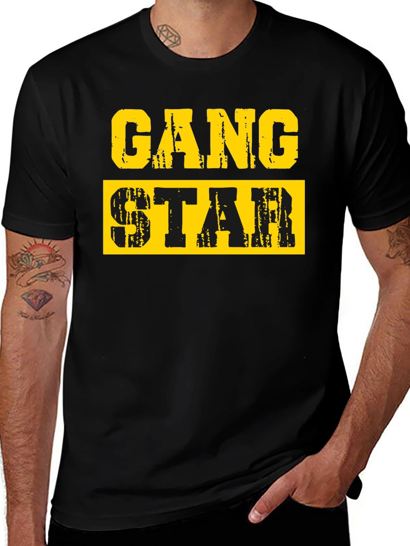 Gang Star Graphic T-Shirt - Black