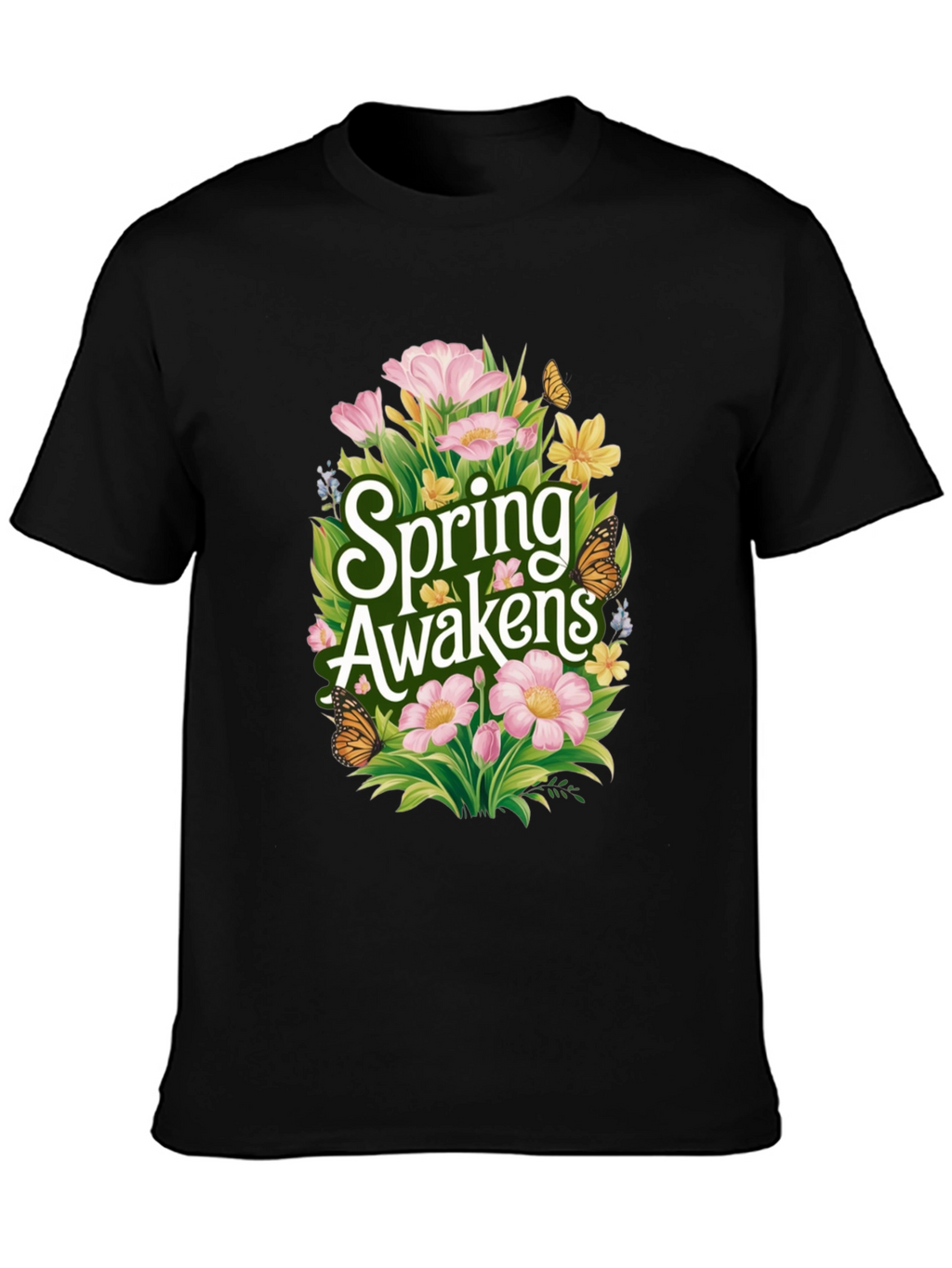 Spring Awakens Black Graphic Tee