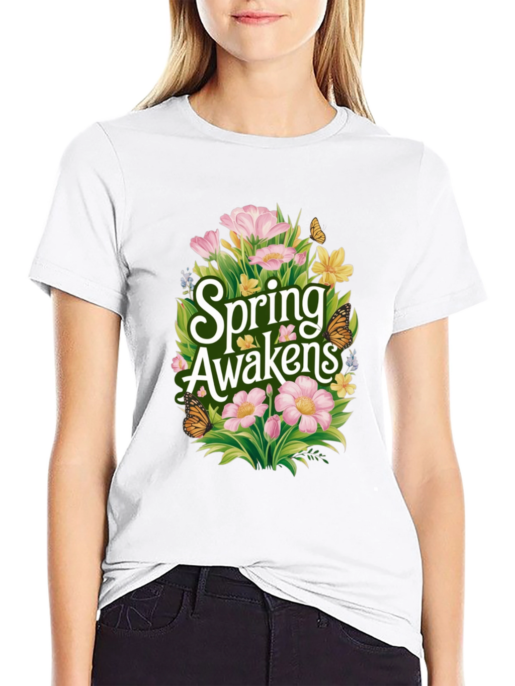 Spring Awakens Black Graphic Tee