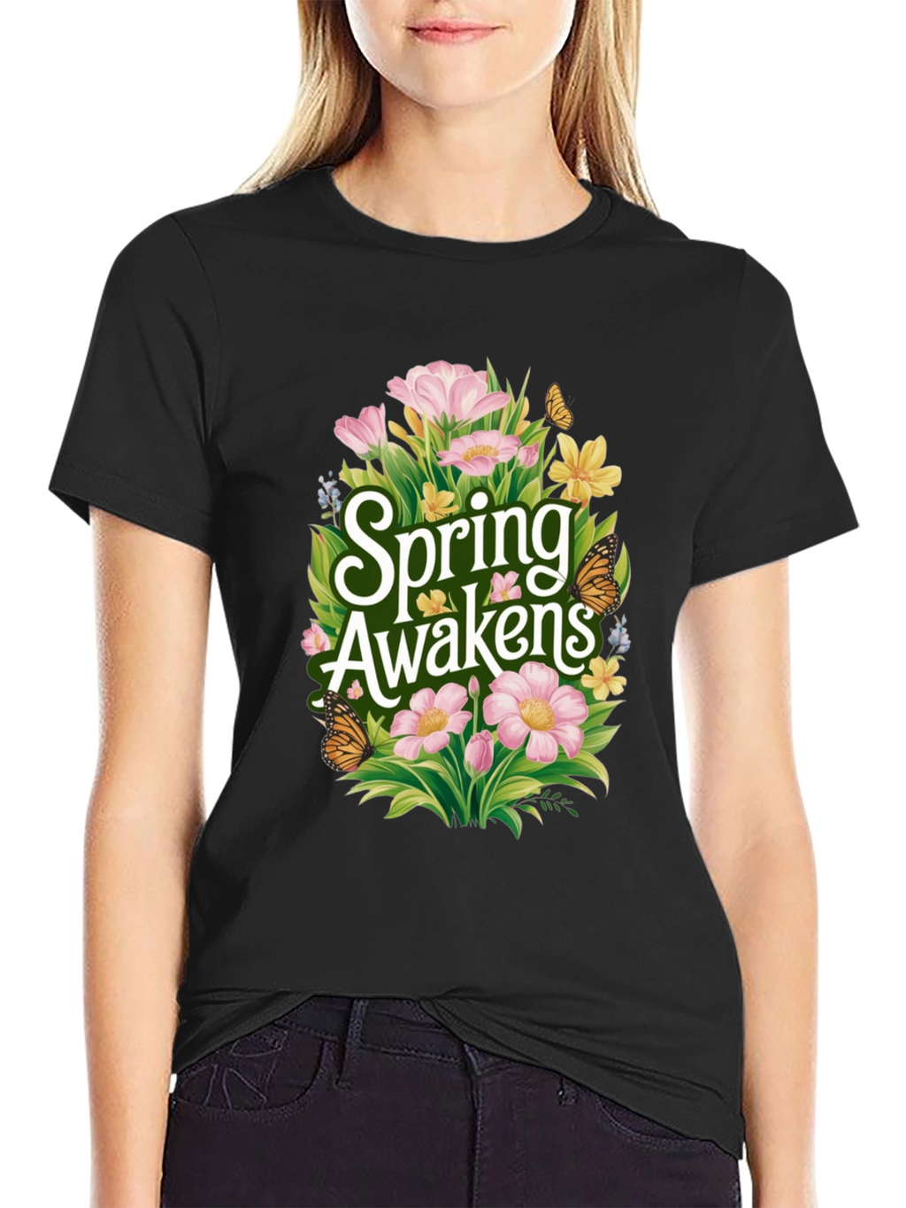 Spring Awakens Black Graphic Tee
