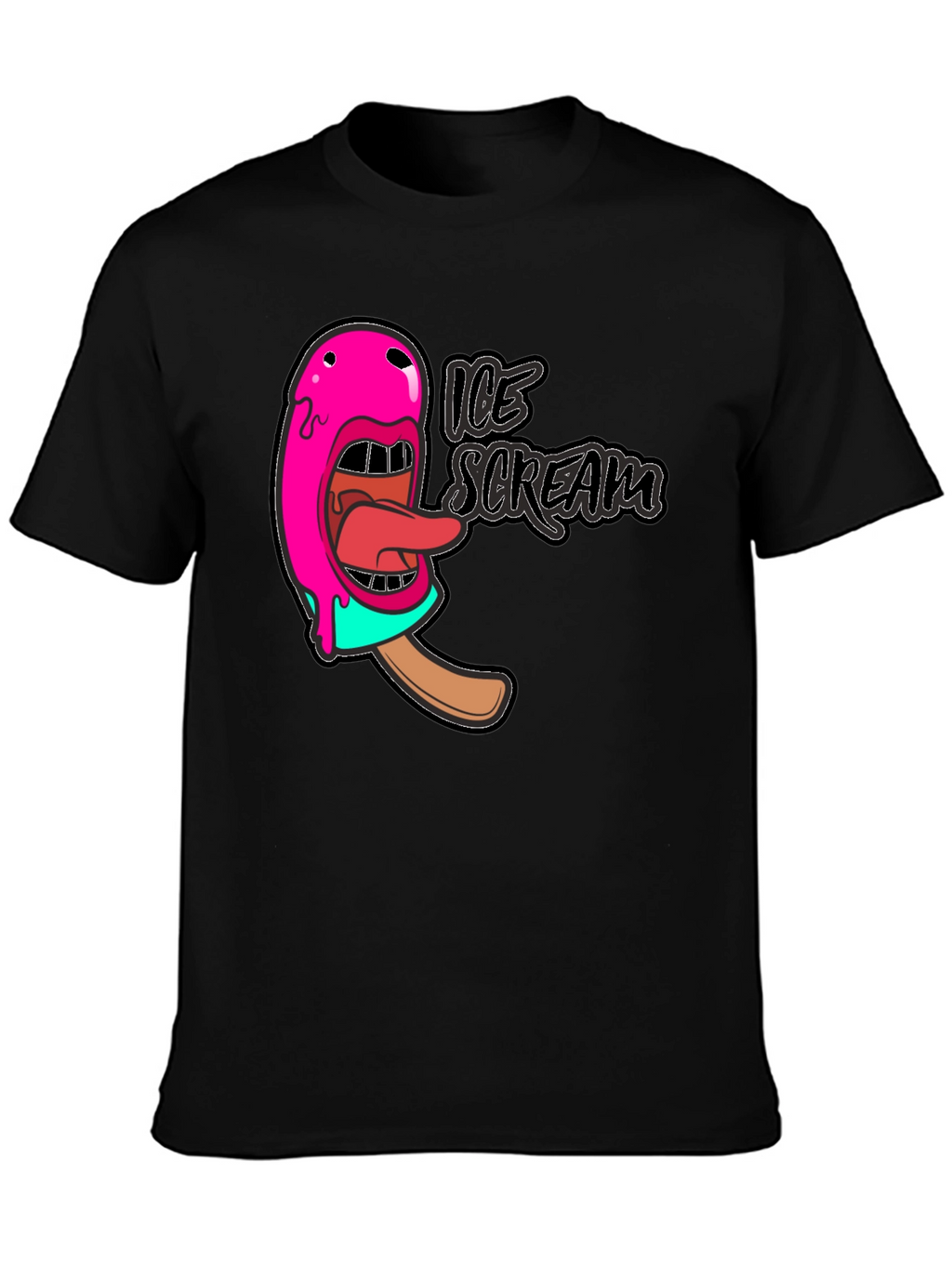 Ice Scream Graphic T-Shirt - Black Cotton Tee