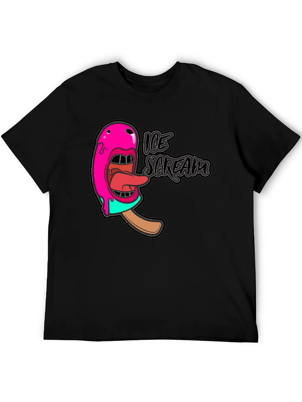Ice Scream Graphic T-Shirt - Black Cotton Tee