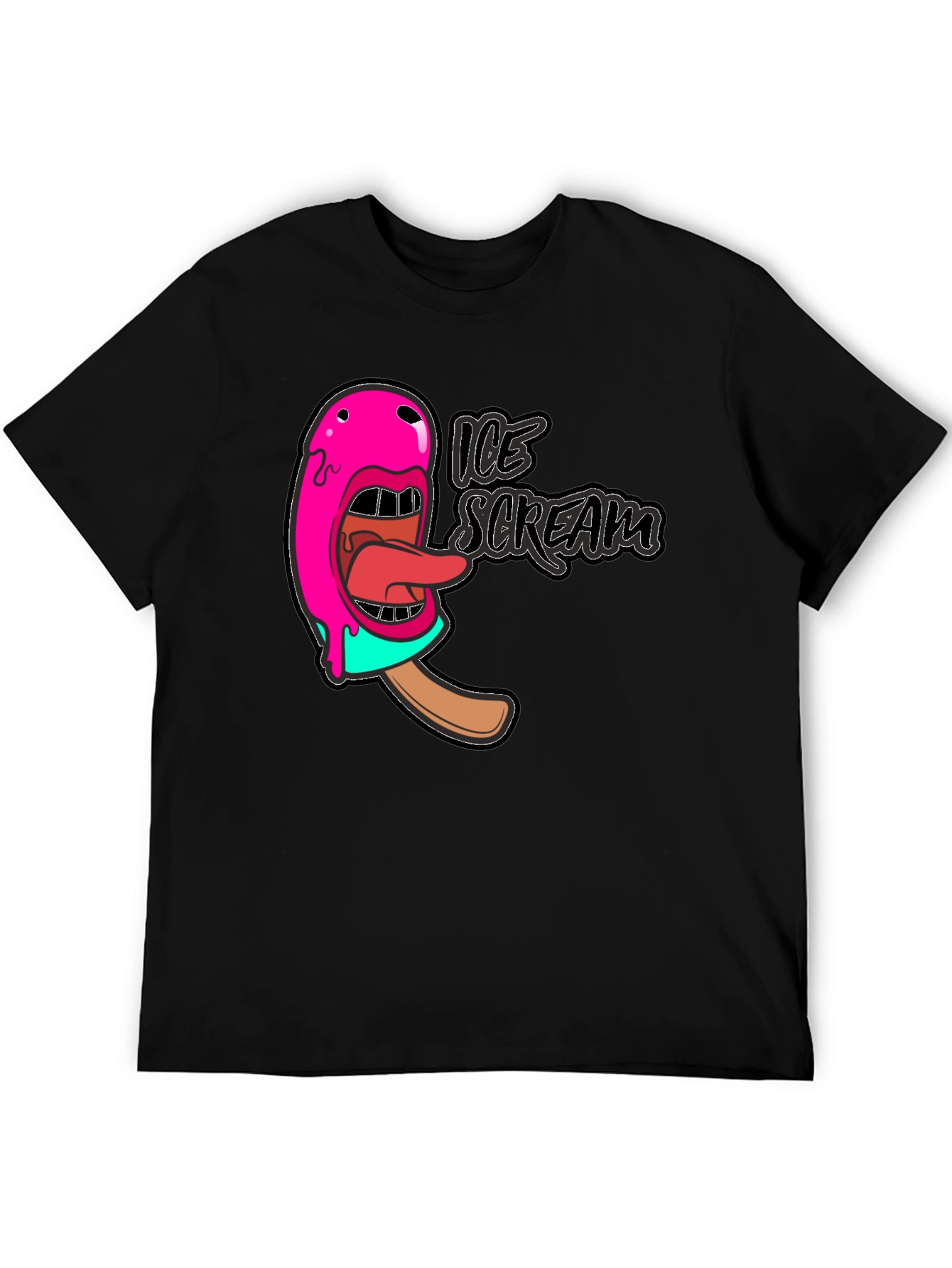 Ice Scream Graphic T-Shirt - Black Cotton Tee