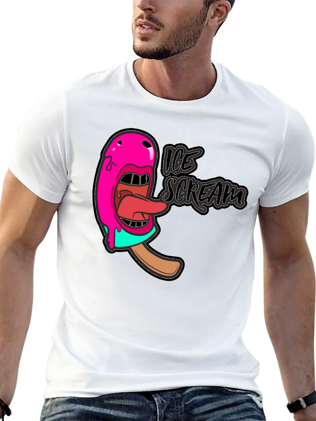 Ice Scream Graphic T-Shirt - Black Cotton Tee
