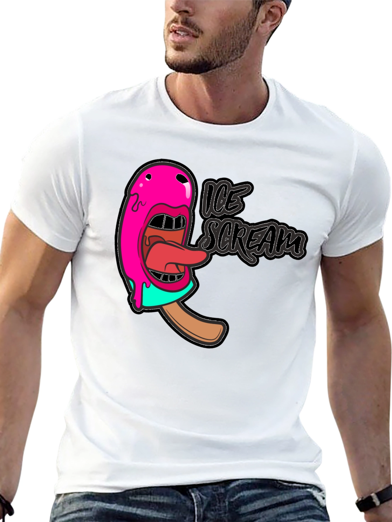 Ice Scream Graphic T-Shirt - Black Cotton Tee