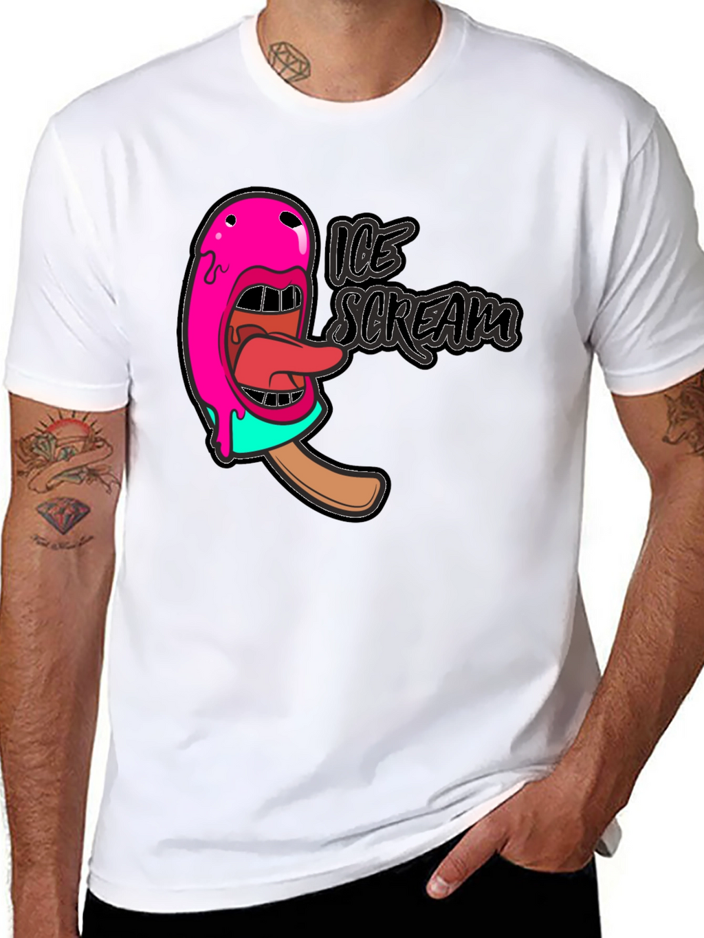 Ice Scream Graphic T-Shirt - Black Cotton Tee