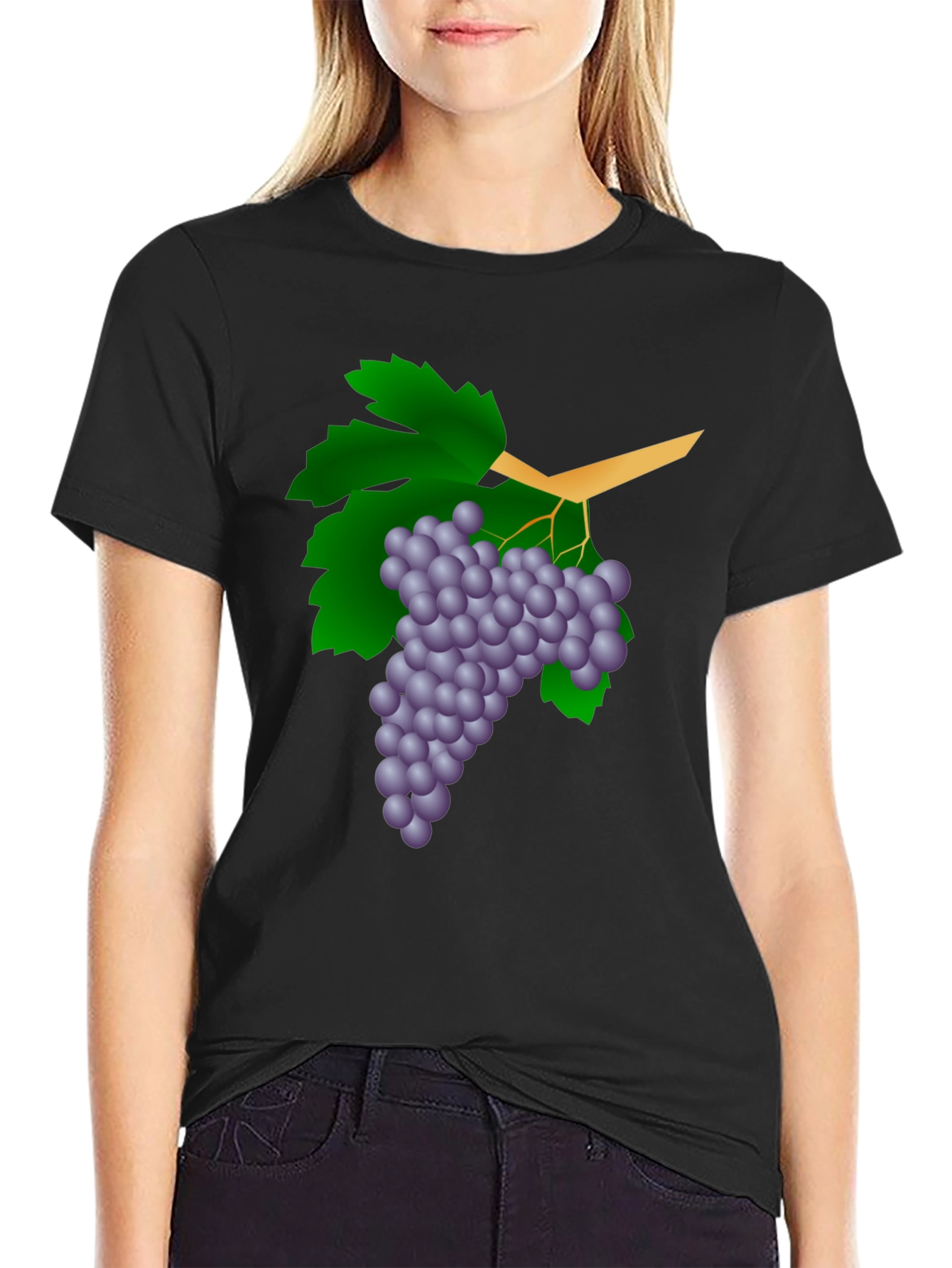 Grapes Graphic Black T-Shirt
