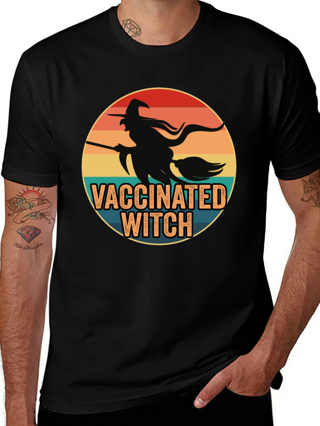 Vaccinated Witch T-Shirt - Halloween Design
