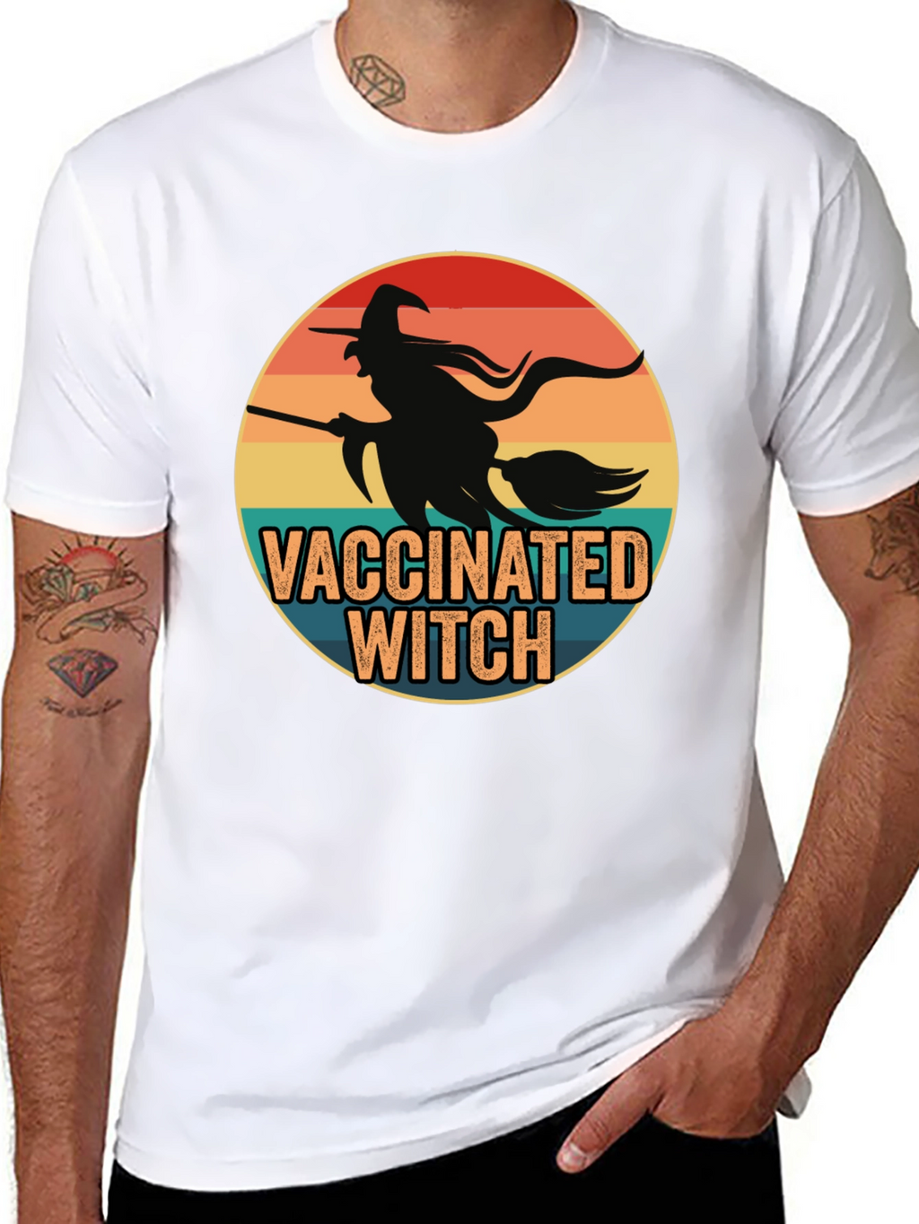 Vaccinated Witch T-Shirt - Halloween Design