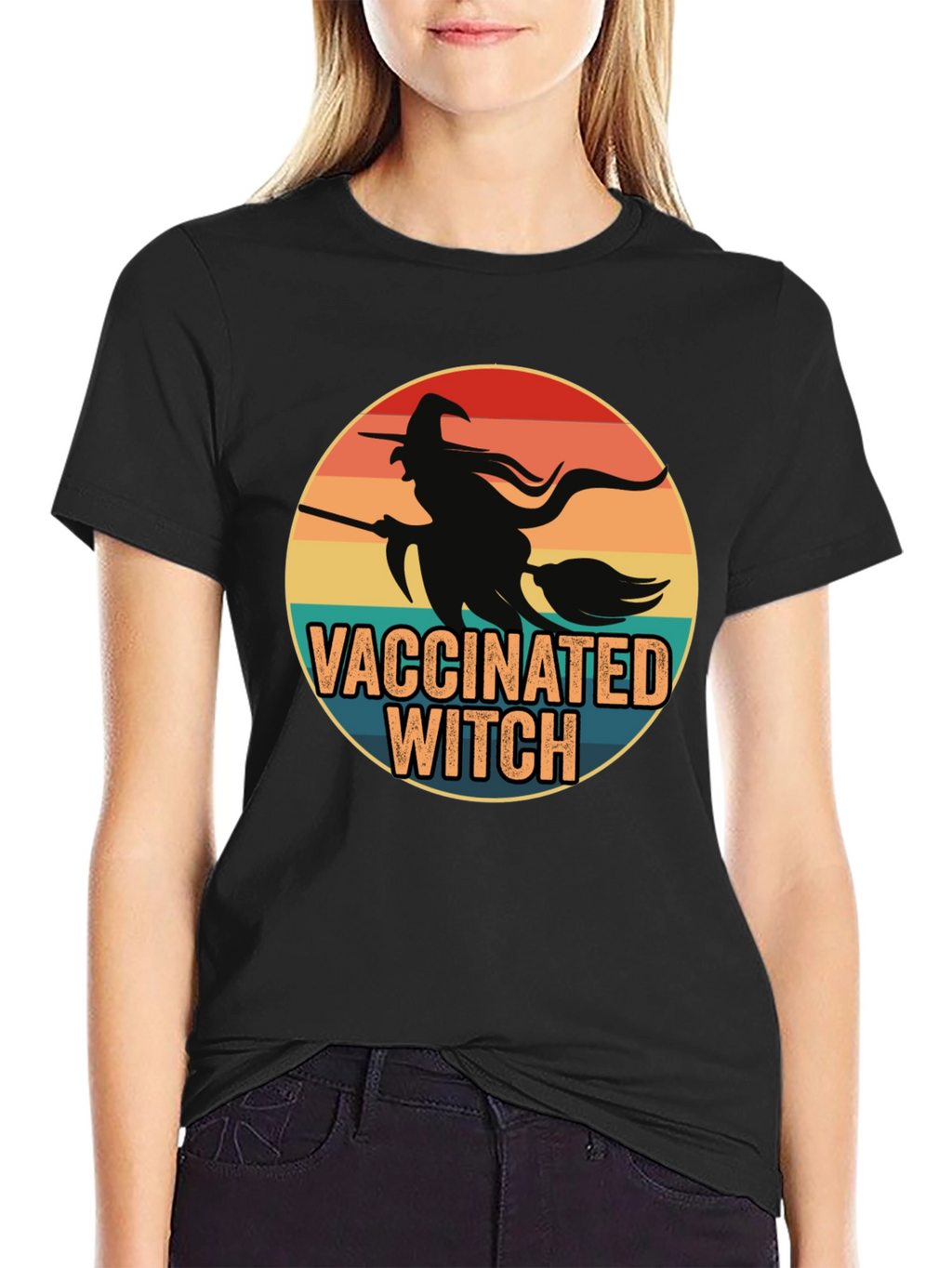 Vaccinated Witch T-Shirt - Halloween Design