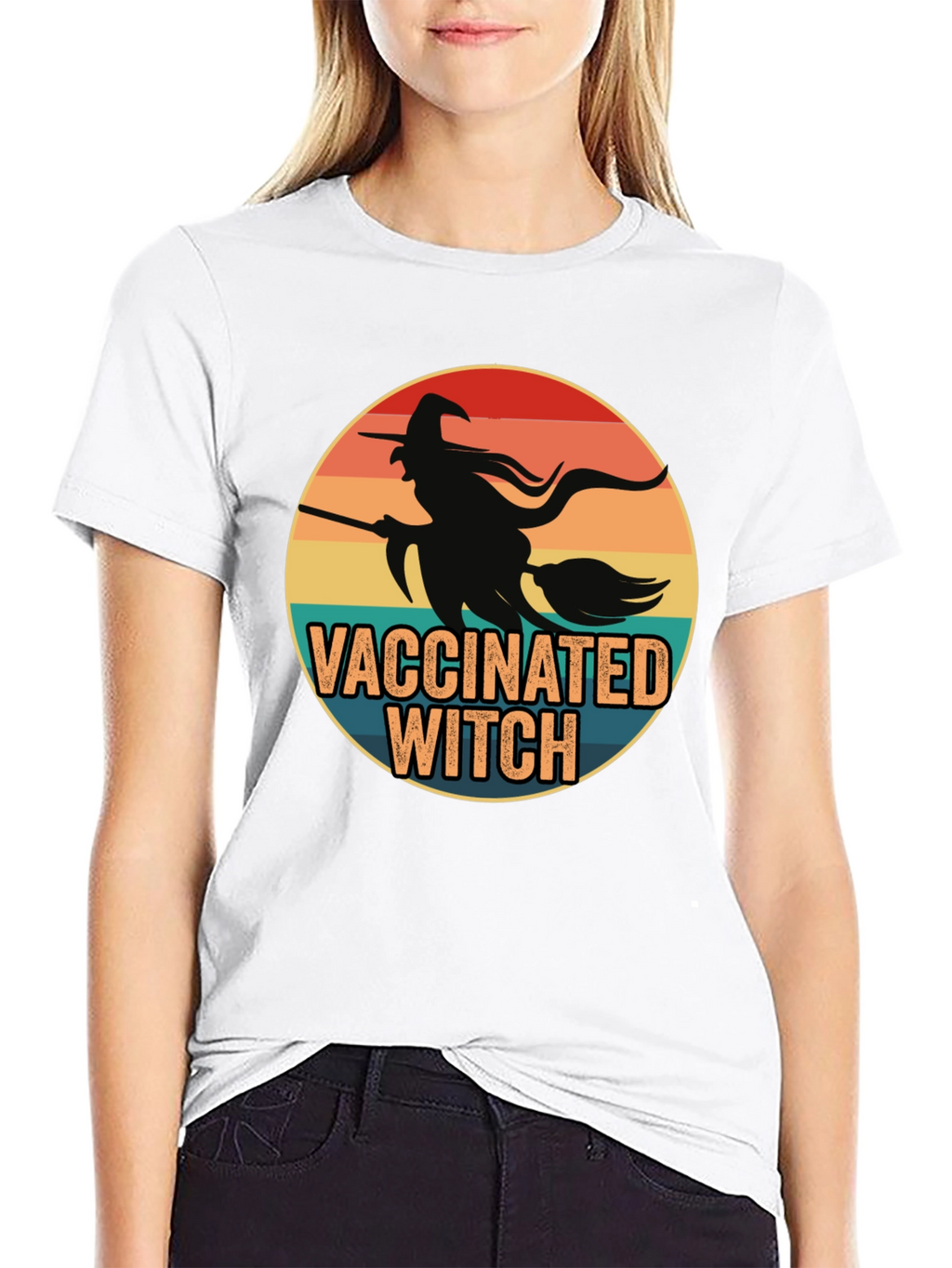 Vaccinated Witch T-Shirt - Halloween Design