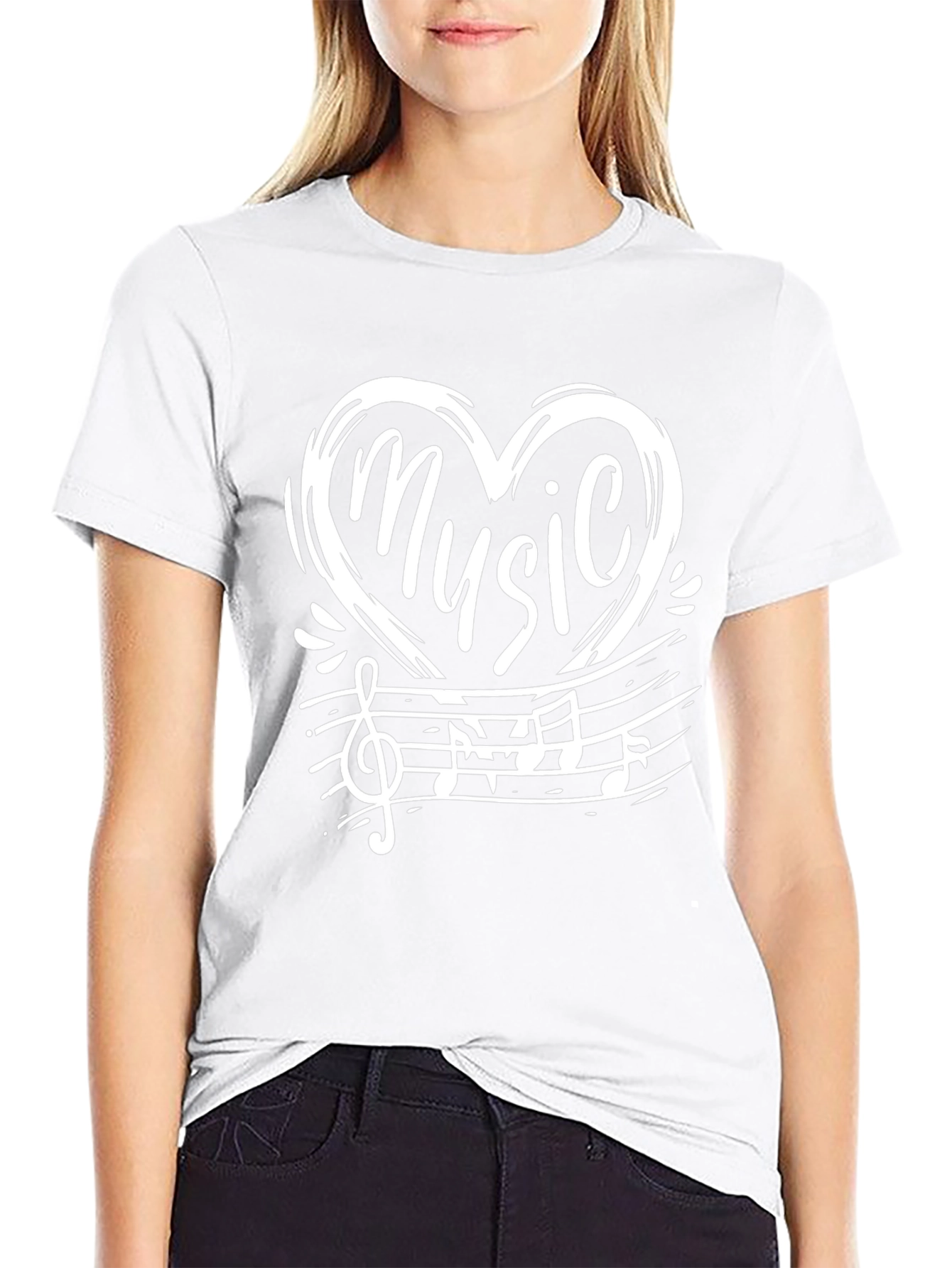 Music Heart Graphic Black T-Shirt
