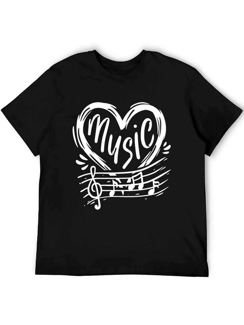 Music Heart Graphic Black T-Shirt