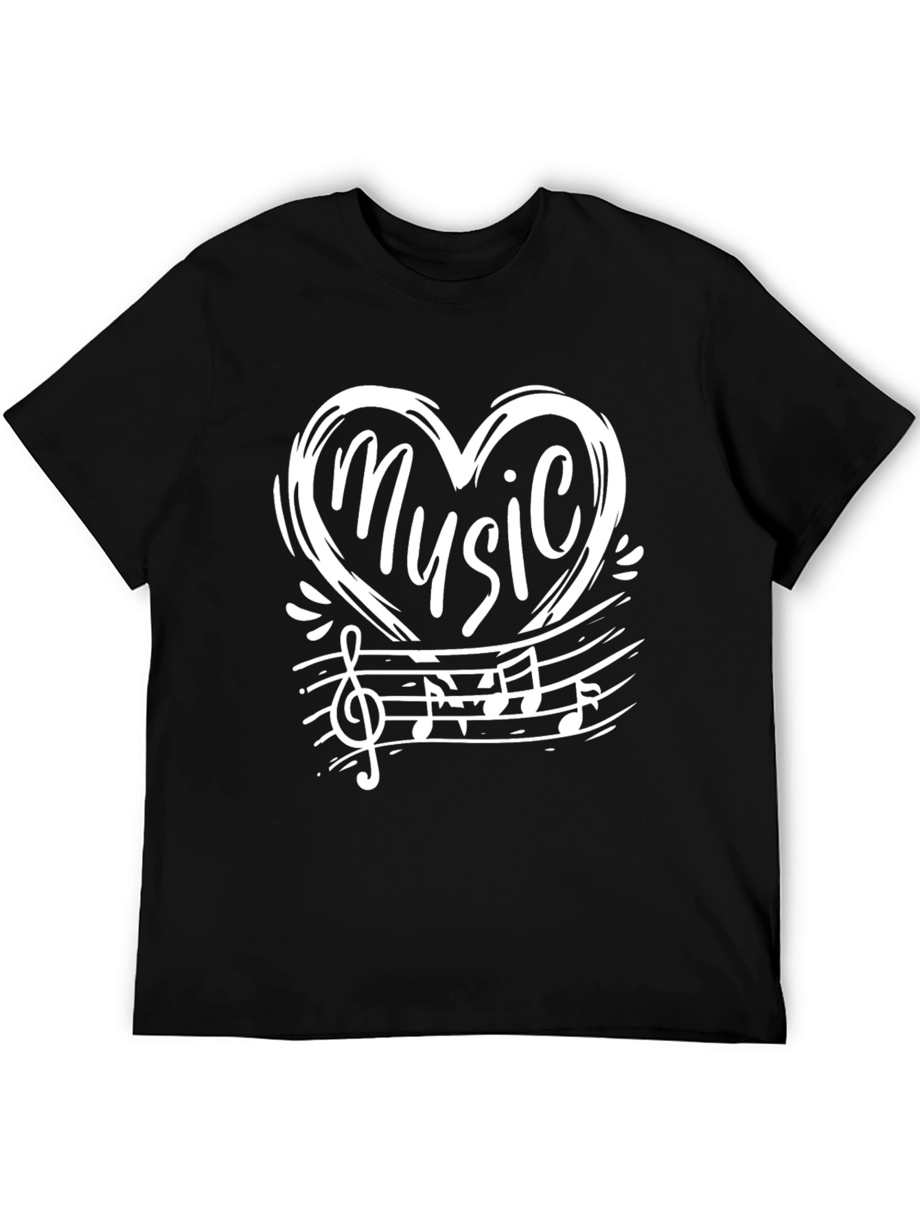 Music Heart Graphic Black T-Shirt