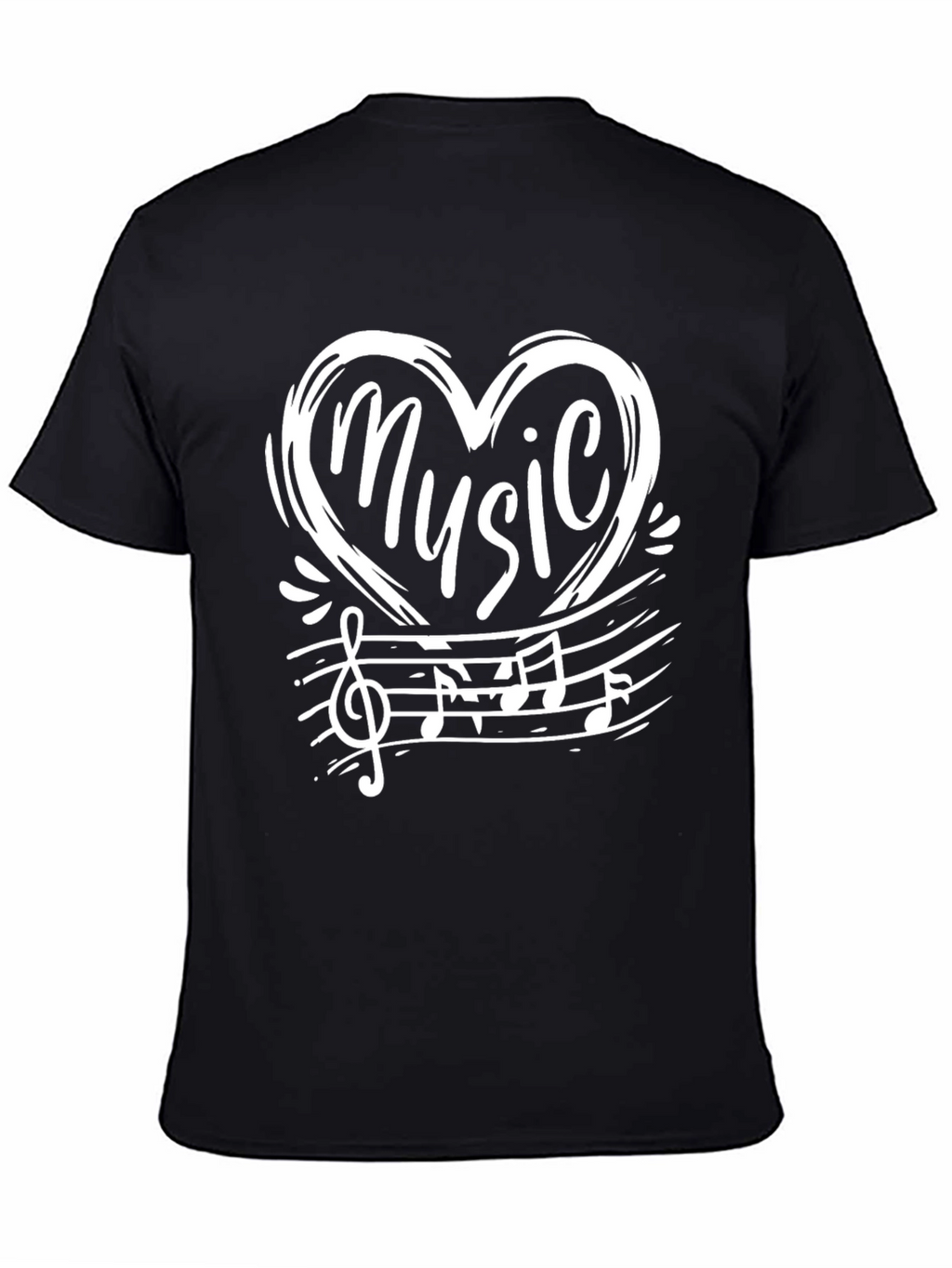 Music Heart Graphic Black T-Shirt