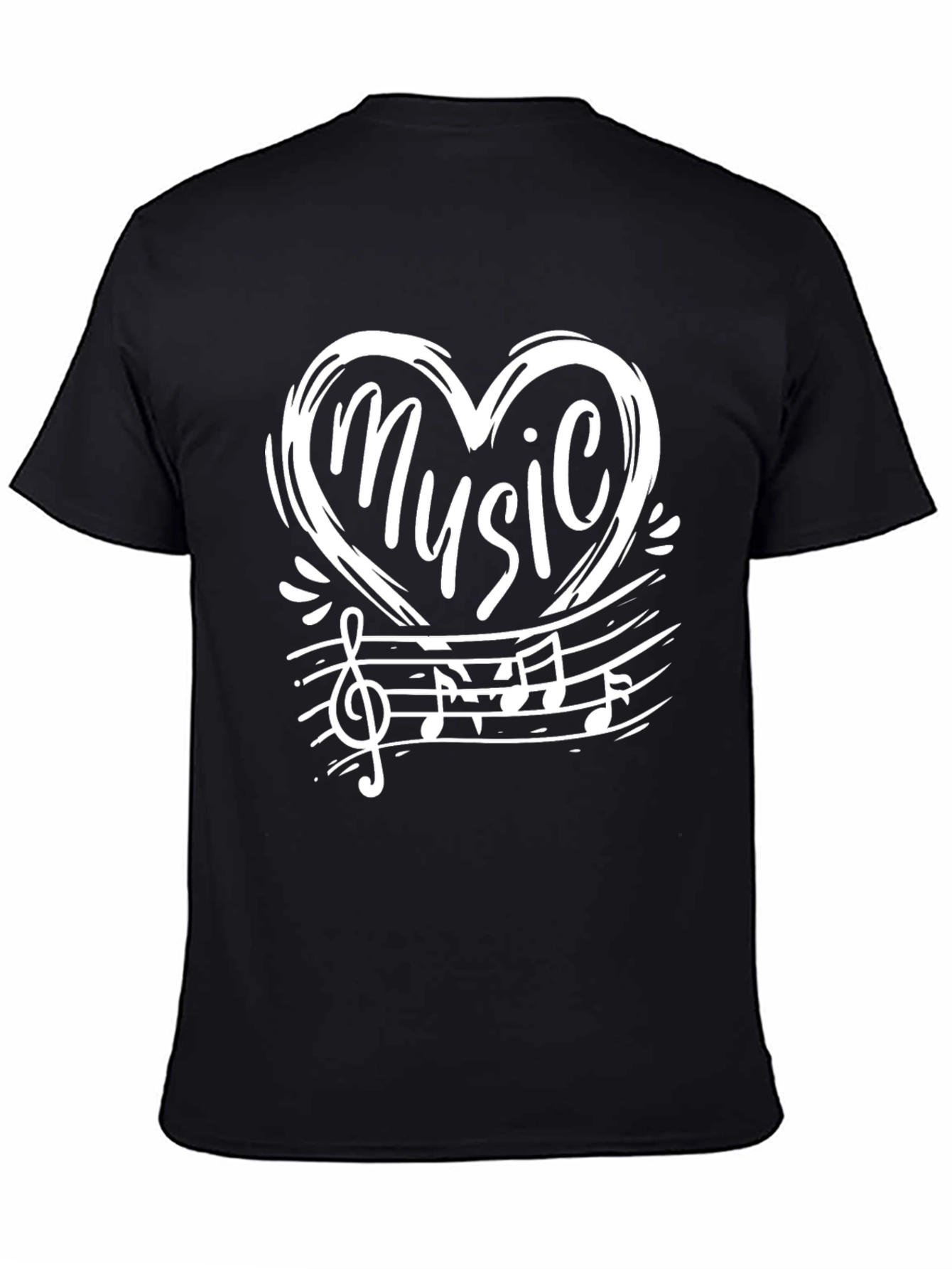 Music Heart Graphic Black T-Shirt