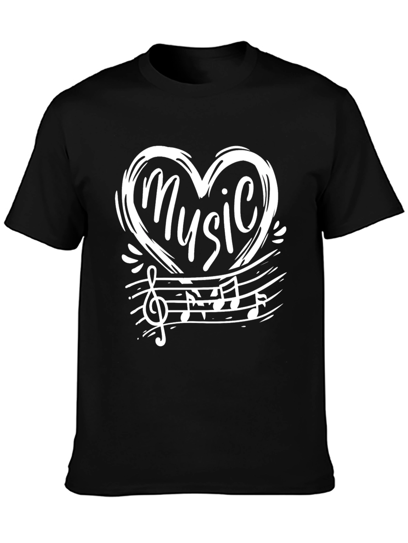 Music Heart Graphic Black T-Shirt