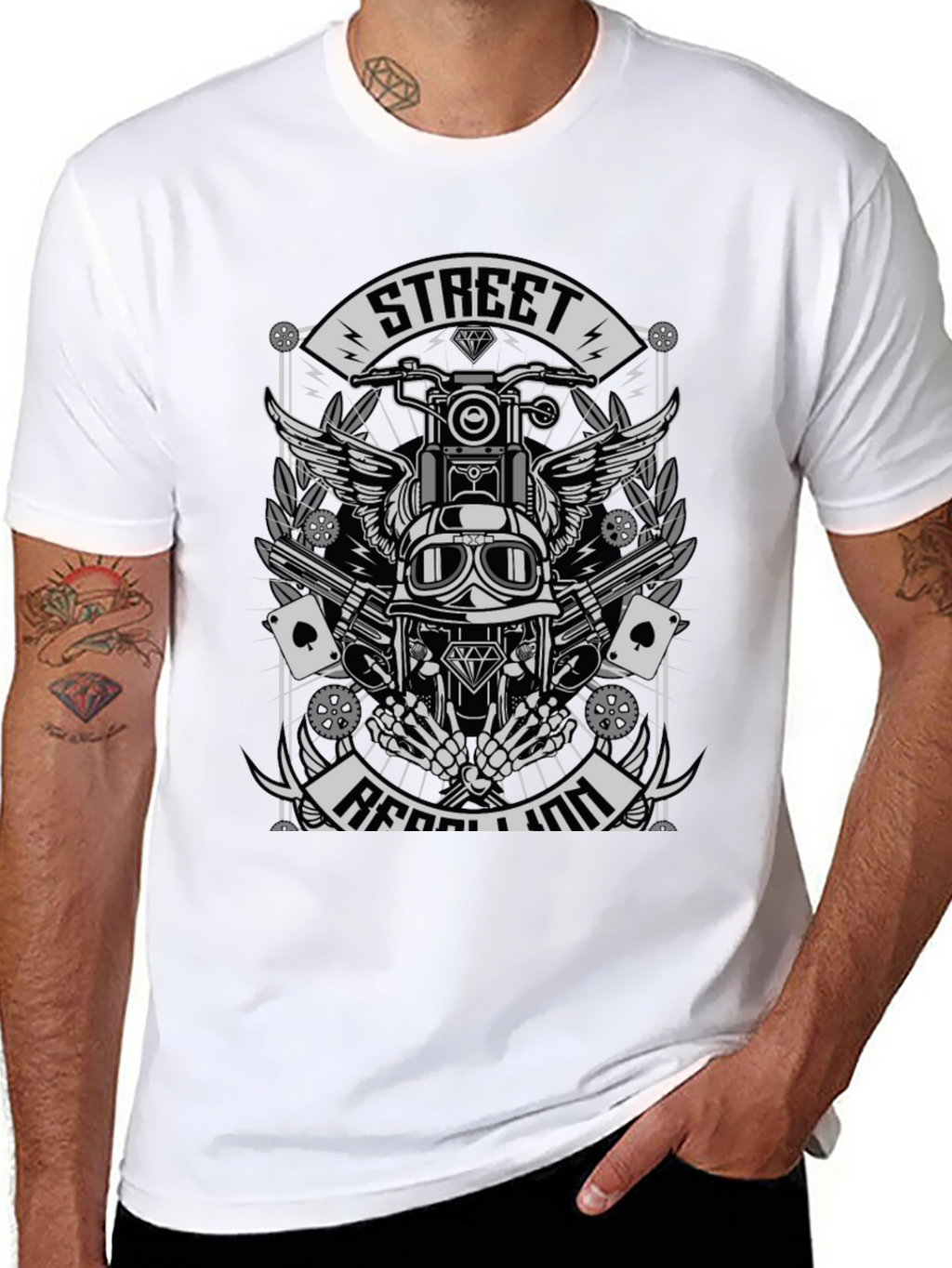 Street Rebellion T-Shirt - Motorcycle Rider Graphic Tee
