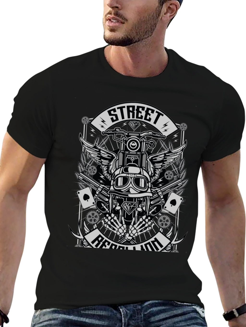 Street Rebellion T-Shirt - Motorcycle Rider Graphic Tee