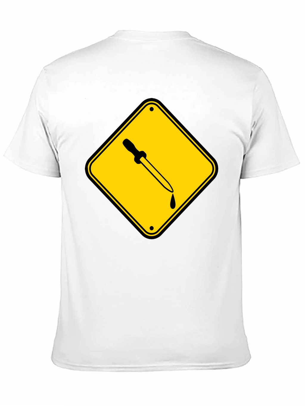 Black T-Shirt with Pipette Warning Sign Graphic
