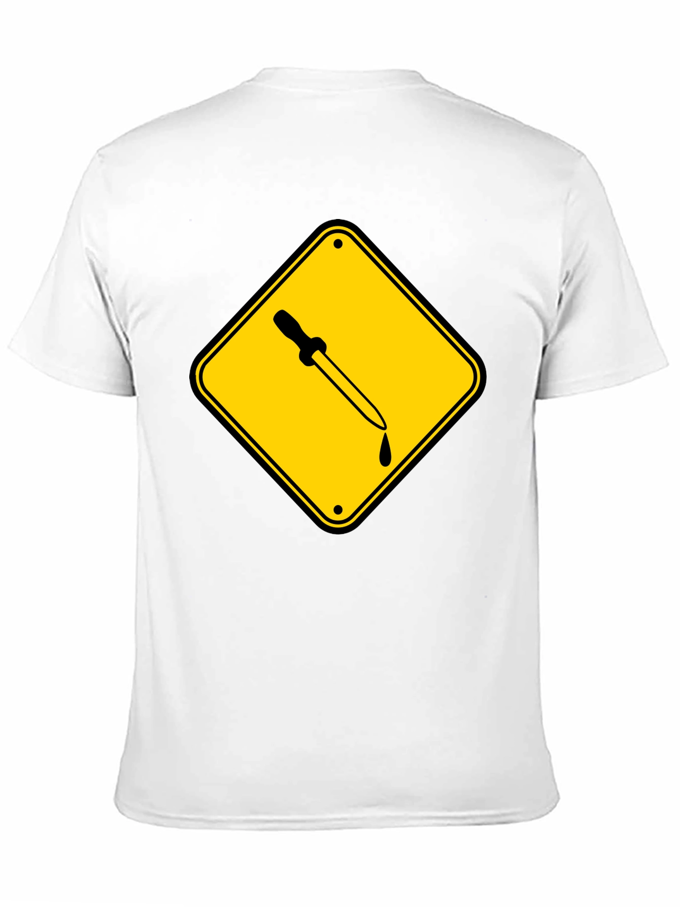 Black T-Shirt with Pipette Warning Sign Graphic