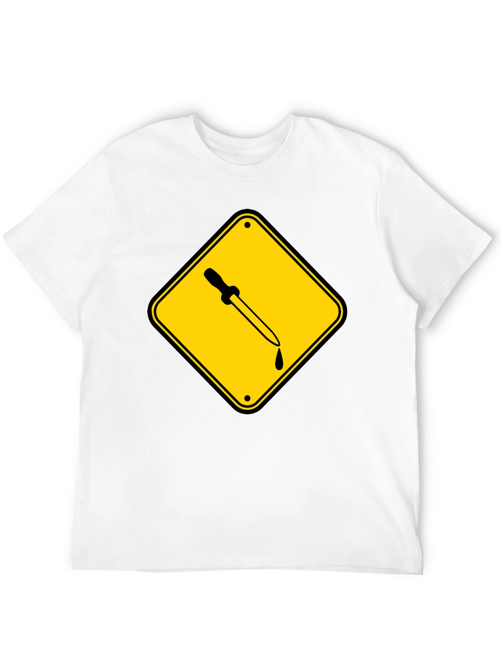 Black T-Shirt with Pipette Warning Sign Graphic
