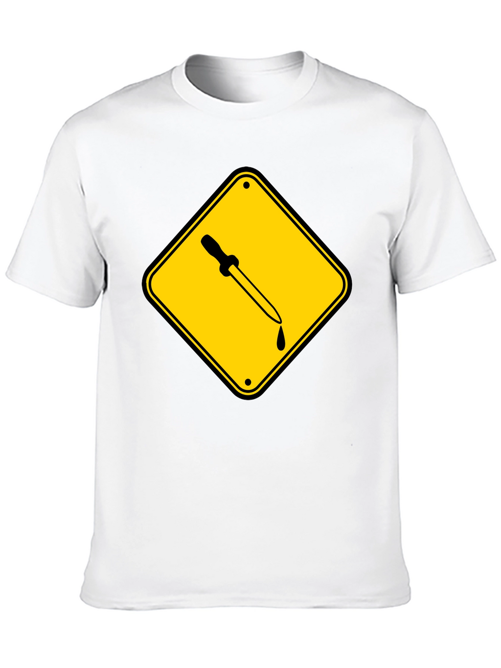 Black T-Shirt with Pipette Warning Sign Graphic