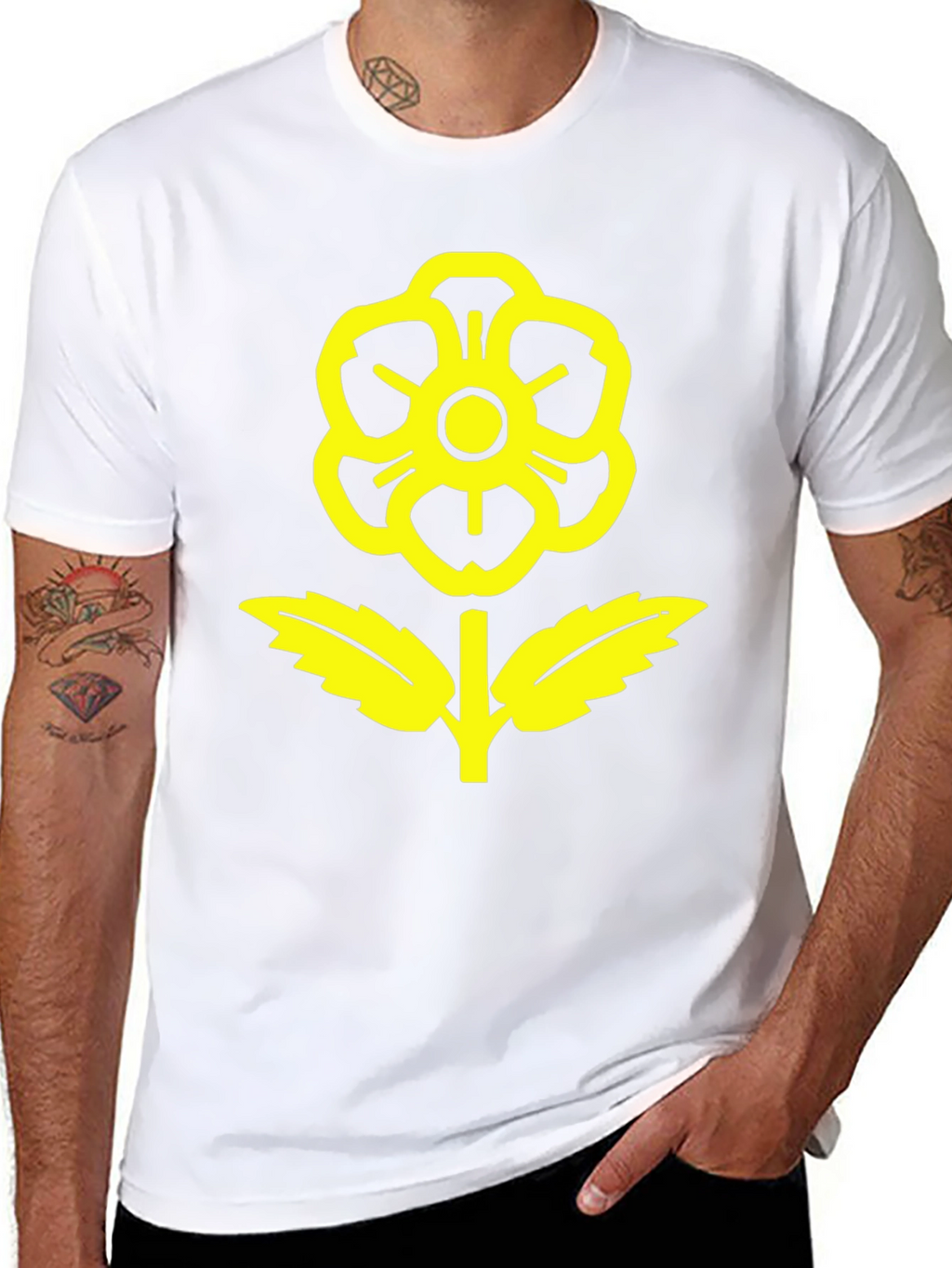 Black T-Shirt with Yellow Flower Graphic