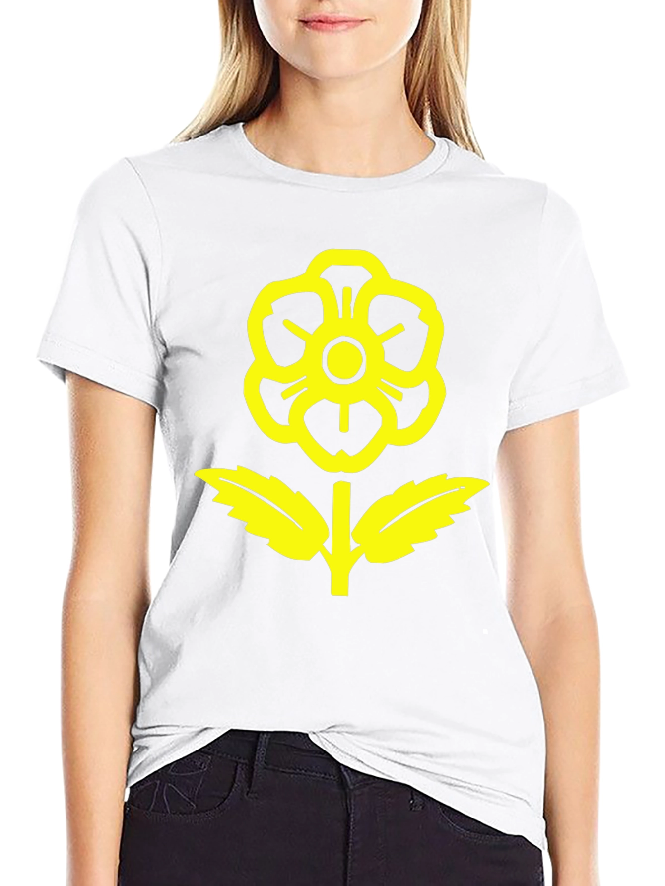 Black T-Shirt with Yellow Flower Graphic