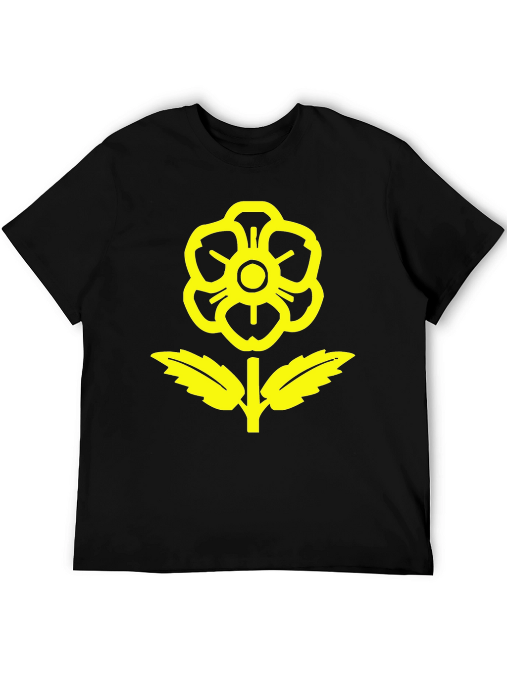 Black T-Shirt with Yellow Flower Graphic