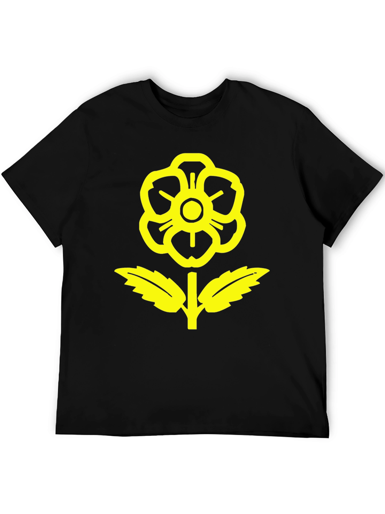 Black T-Shirt with Yellow Flower Graphic