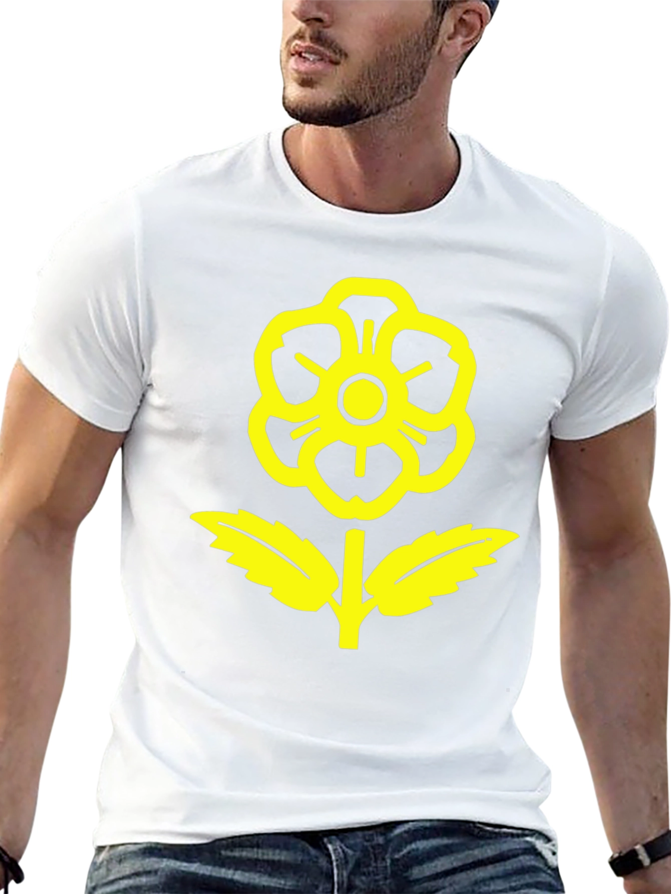 Black T-Shirt with Yellow Flower Graphic