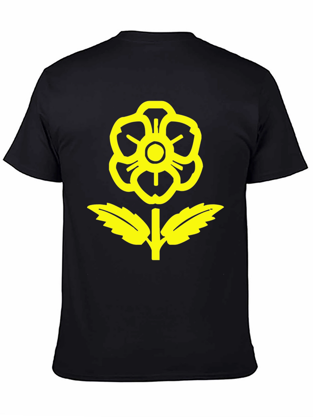 Black T-Shirt with Yellow Flower Graphic