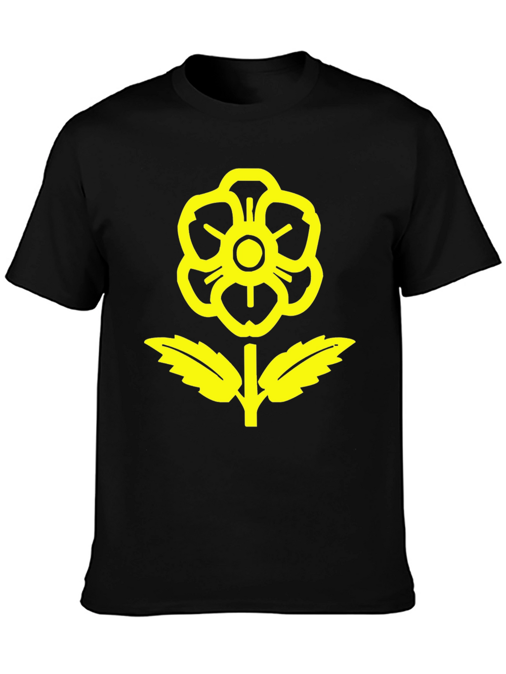 Black T-Shirt with Yellow Flower Graphic