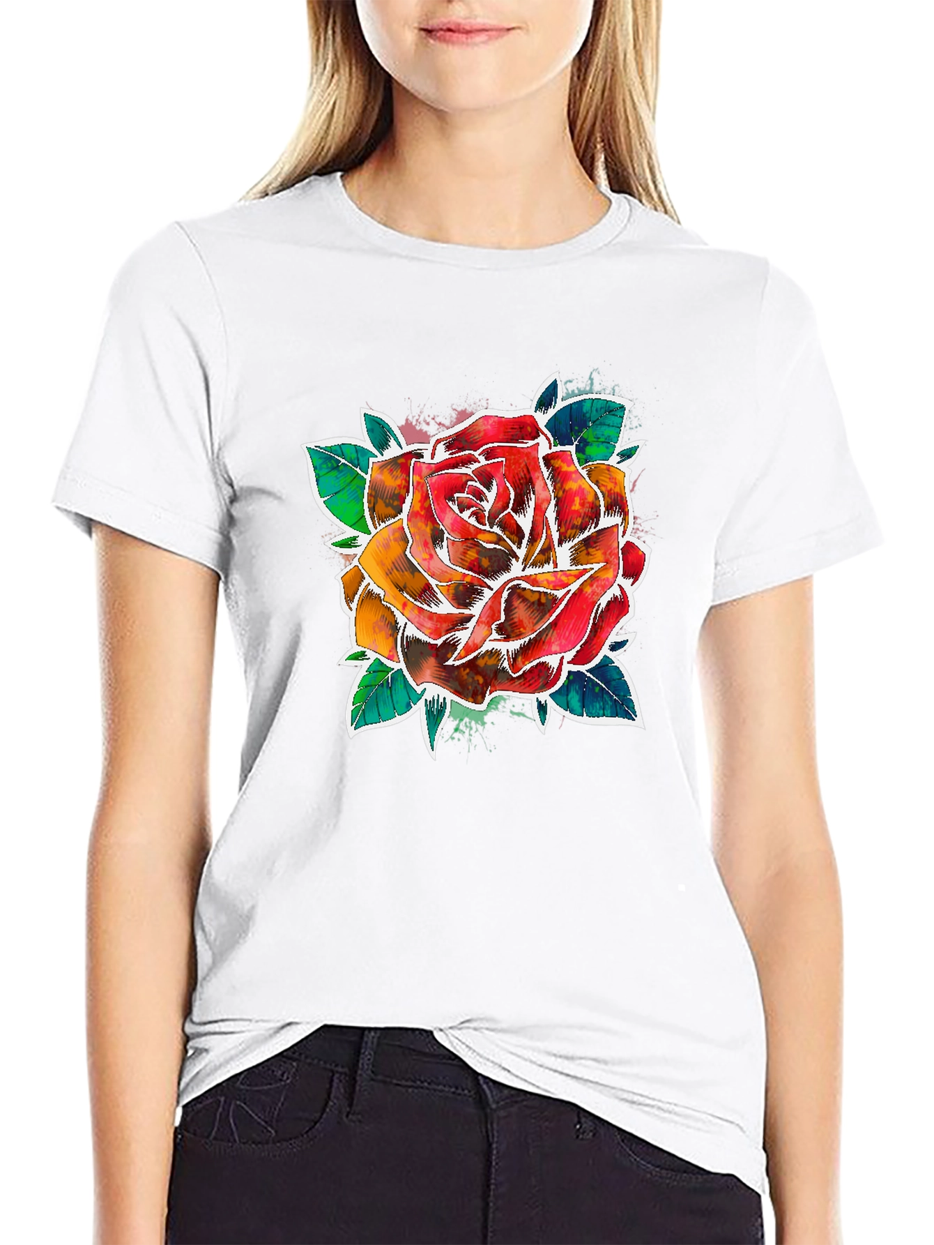 Watercolor Rose Graphic Tee
