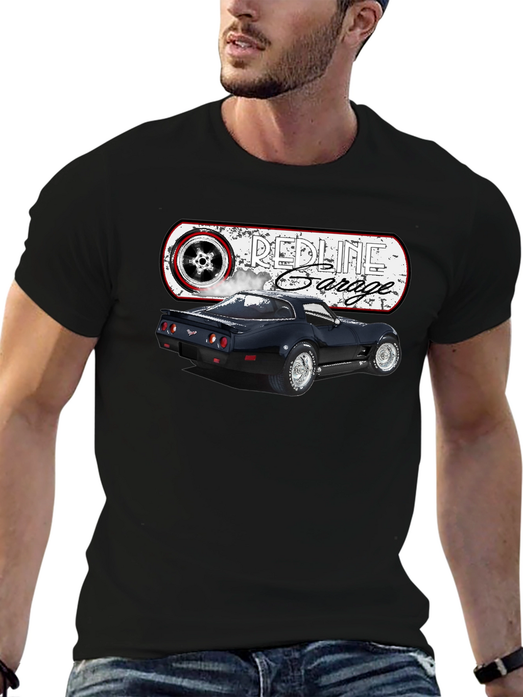 Redline Garage Corvette T-Shirt - Black